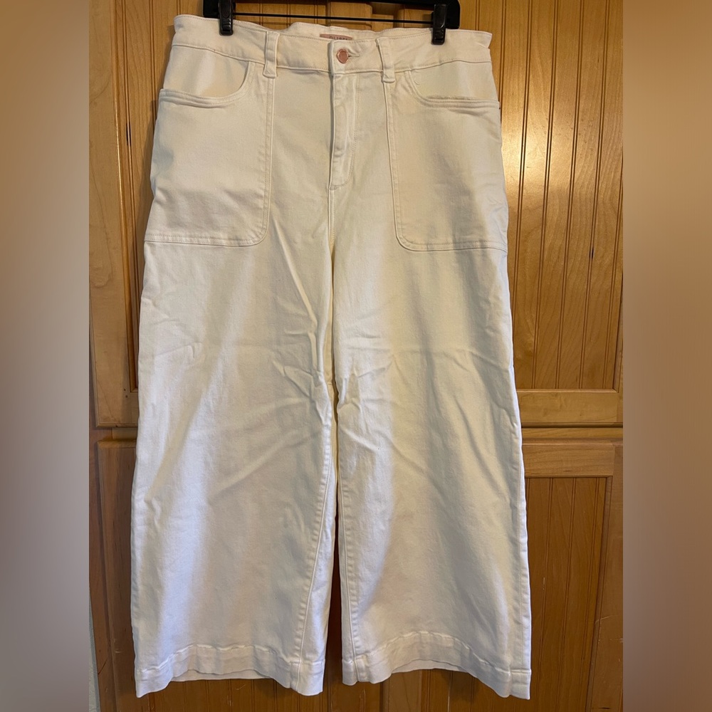 DL1961 x Marianna Hewitt Cream High-waisted Wide leg pants